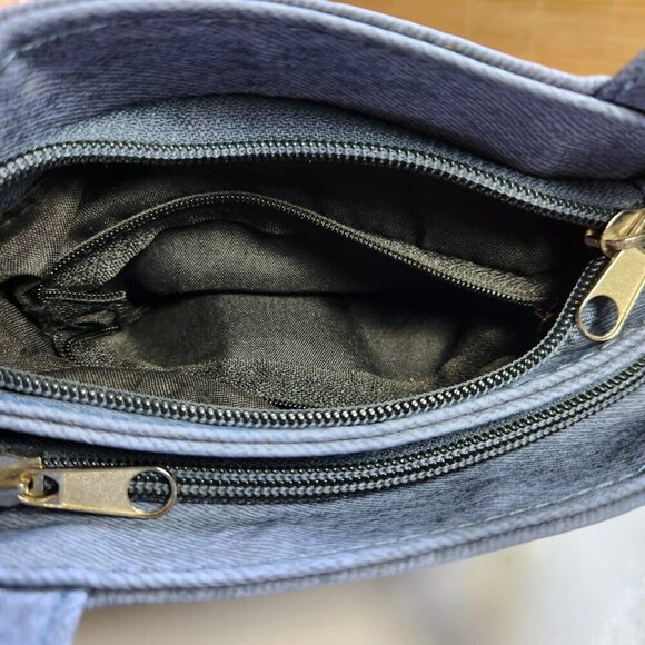 Mick-Gwend Shoulder Bag Purse Two Zip Compartments, Front Pocket Blue - Picture 4 of 11